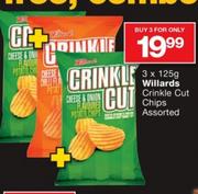 Willards Crinkle Cut Chips Assorted-3x125g
