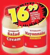 Ritebrand Mayonnaise-750g/Salad Cream-760g Each