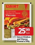 Eskort Chicken and Cheese Vienna's-500g Each