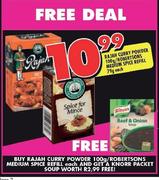 Rajah Curry Powder 100g/Robertson Medium Spice Refill 75g-Each