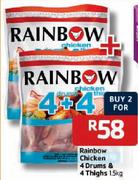 Rainbow Chicken 4 Drums & 4 Thighs- 2 x 1.5Kg