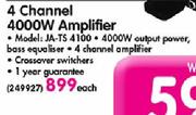 Jensen 4 Channel 4000W Amplifier-JA-TS 4100 Each