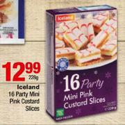 Iceland 16 Party Mini Pink Custard Slices-228gm