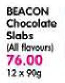 Beacon Chocolate Slabs(All Flavours)-12 x 90gm