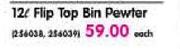  Flip Top Bin Pewter-12Ltr Each