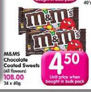 M&MS Chocolate Coated Sweets-40gm Each