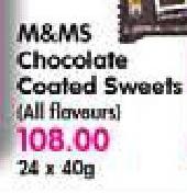 M&MS Chocolate Coated Sweets-24x40gm