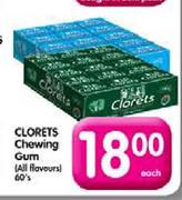 Clorets Chewing Gum(All Flavours)-60's Each