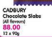 Cadbury Chocolate Slabs(All Flavors)-12x90gm