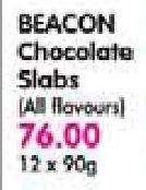 Beacon Chocolate Slabs(All Flavours)-12x90Gm