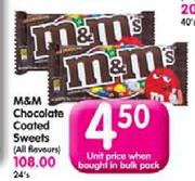 M & M Chocolate Coated Sweets(All Flavours) Each