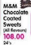 M & M Chocolate Coated Sweets(All Flavours)-24's