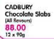 Cadbury Chocolate Slabs(All Flavours)-12 x 90gm