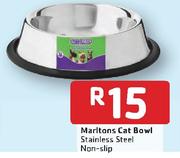  Marltons Cat Bowl Stainless Steel Non-Slip-Each
