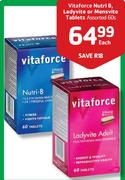 Vitaforce Nutri B, Ladyvite or Mensvite Tablets-60's Each