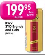 KWV 3 Yo Brandy and Cola-24 x 330ml