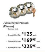 70mm Keyed Padlock(Discuss)-2's Pack Each