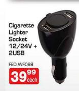 Cigarette Lighter Socket 12/24V + USB-Each