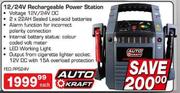 Auto Kraft 12/24V Rechargeable Power Station(PPS24V)-Each