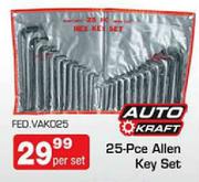 Auto Craft 25 Piece Allen Key Set(VAK025)-Per Set
