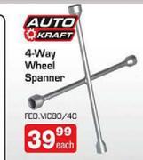 Auto Craft 4 Way Wheel Spanner(VC80/4C)-Each