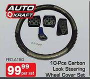Auto Kraft 10 Piece Carbon Look Steering Wheel Cover(A150)-Each
