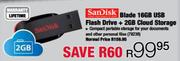 SanDisk Blade 16GB USB Flash Drive + 2GB Cloud Storage