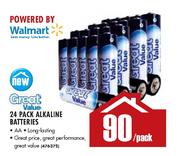 Great Value 24 Pack Alkaline Batteries-Per Pack