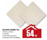 Lux Beige Ceramic Tile-300mm x 300mm Per Sqm