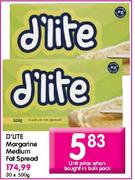 D'Lite Margarine Medium Fat Spread-500g Each 