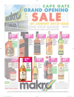 Makro : Cape Gate Grand Opening - Liquor (29 Aug - 3 Sep), page 1