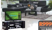 Lennox Pellisima Leather Corner Lounge Suite+Hisense 102cm TV+Siam TV Stand+Tripod Lamp+Tino Rug