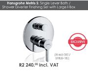 Hansgrohe Metris S: Single Lever Bath/Shower Diverter Finishing Set With Large l-Box