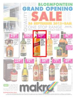 Makro : Bloemfontein Grand Opening - Liquor (26 Sep - 1 Oct), page 1