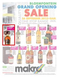 Makro : Bloemfontein Grand Opening - Liquor (26 Sep - 1 Oct), page 1