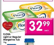 Flora Light or Regular Margarine Tub-1kg