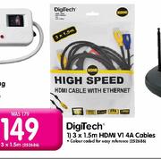 Digitech 3x1.5m HDMI V1 4A Cables