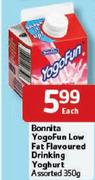 Bonnita Yogofun Low Fat Flavoured Drinking Youghurt-350Gm Each