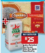 Spekko Perboiled Rice 2Kg And White Star Quick Maize Meal-1Kg