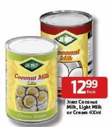 Jemz Coconut Milk, Light Milk Or Cream - 400 ml Each