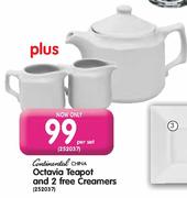 Octavia Teapot And 2 Free Creamers-Per Set