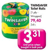 Twinsaver Toilet Rolls(1-Ply Wrapped) Each