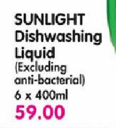 Sunlight Dishwashing Liquid(Excluding Anti Bacterial)-6 X 400ml
