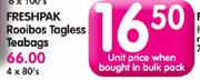 Freshpak Rooibos Tagless Teabags-80 Per Pack