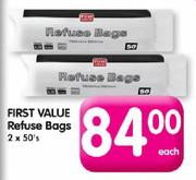 First Value Refuse Bags-2 X 50 Per Pack Each