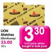 Lion Matches(Shrinkwrap)-10 Per Pack