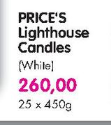Price's Lighthouse Candles(White)-25x450g