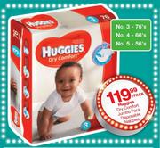 Huggies Dry Comfort Jumbo Pack Disposable Nappies No.3-76's/No.4-66's/No.5-56's Per Pack