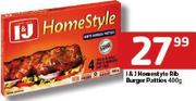 I & J Homestyle Rib Burger Patties-400Gm