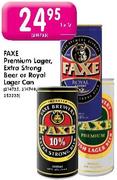 Faxe Premium lager, Extra Strong Beer Or Royal Lager Can-1Ltr Each